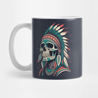 Red Indian Skull  - Classic Vintage Summer Mug